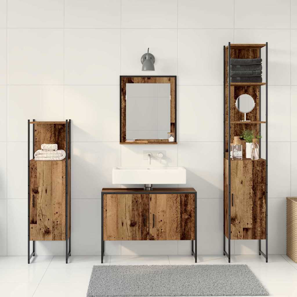 Set di mobili per il bagno 4 pcs Marrone Legno multistrato - immagine 4