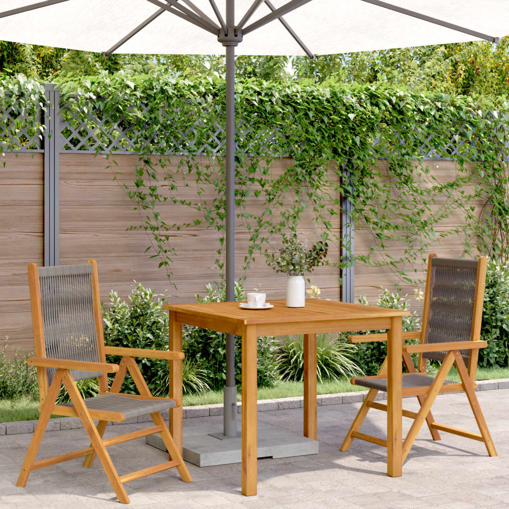Sedie da Giardino Reclinabili 4pz Beige Legno Massello Acacia - immagine 3