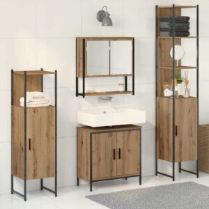 Set di mobili per il bagno 4 pcs Marrone 33 x 33 x 185.5 cm
