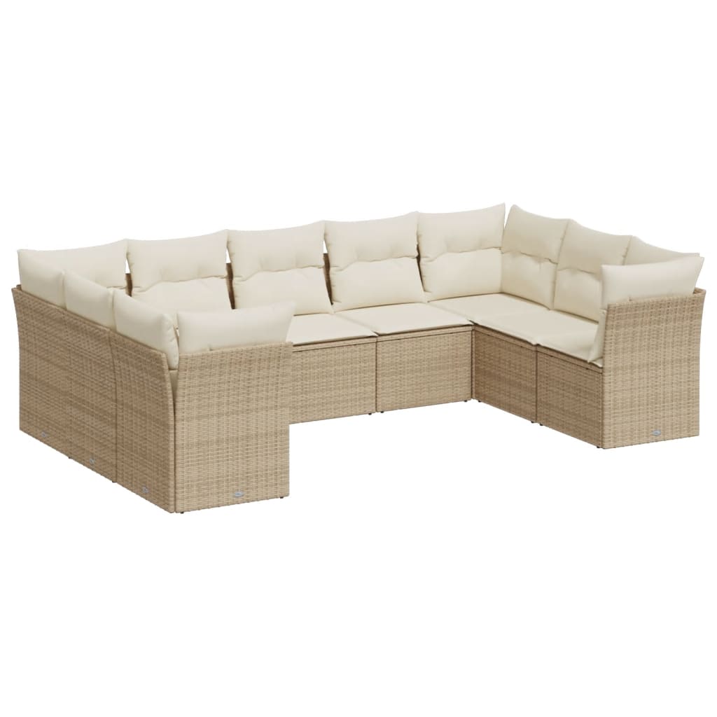 Set Divani da Giardino 9pz con Cuscini Marrone in Polyrattan - immagine 2