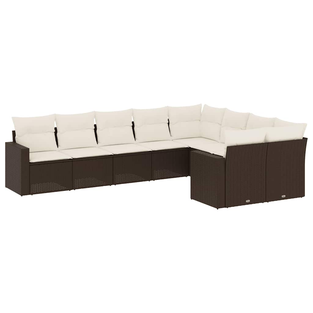 Set Divano da Giardino 9 pz con Cuscini Grigio in Polyrattan - immagine 2