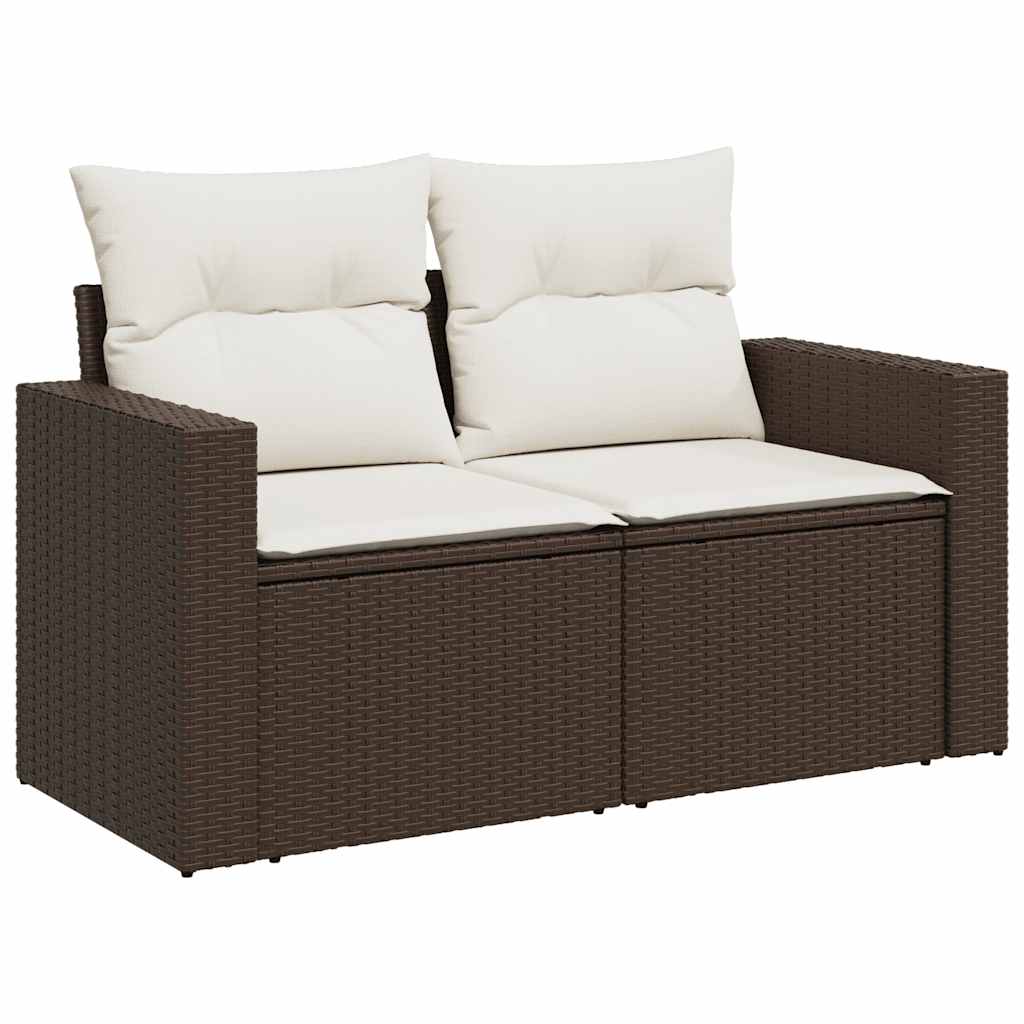 Set Divano da Giardino 9 pz con Cuscini Grigio in Polyrattan - immagine 4