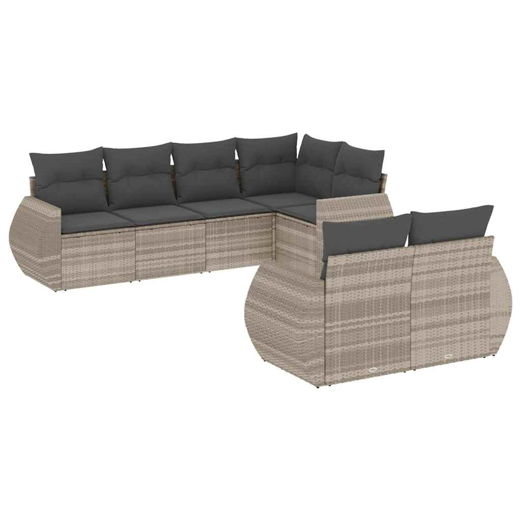 Set Divani da Giardino con Cuscini 7pz Nero Polyrattan - immagine 2