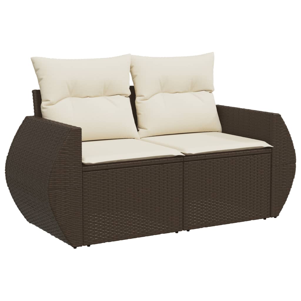 Set Divani da Giardino 10pz con Cuscini in Polyrattan Marrone - immagine 3