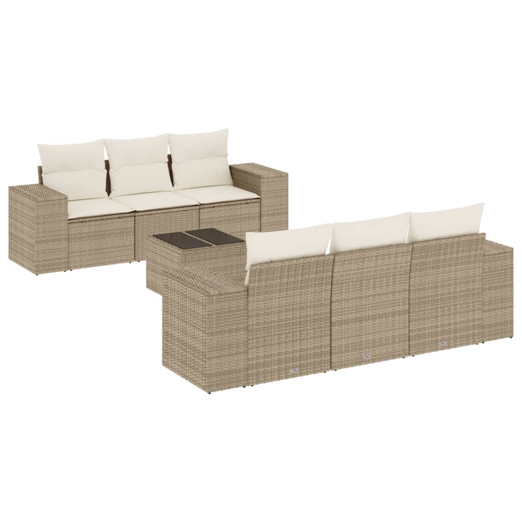Set Divani da Giardino con Cuscini 7pz Nero Polyrattan - immagine 2