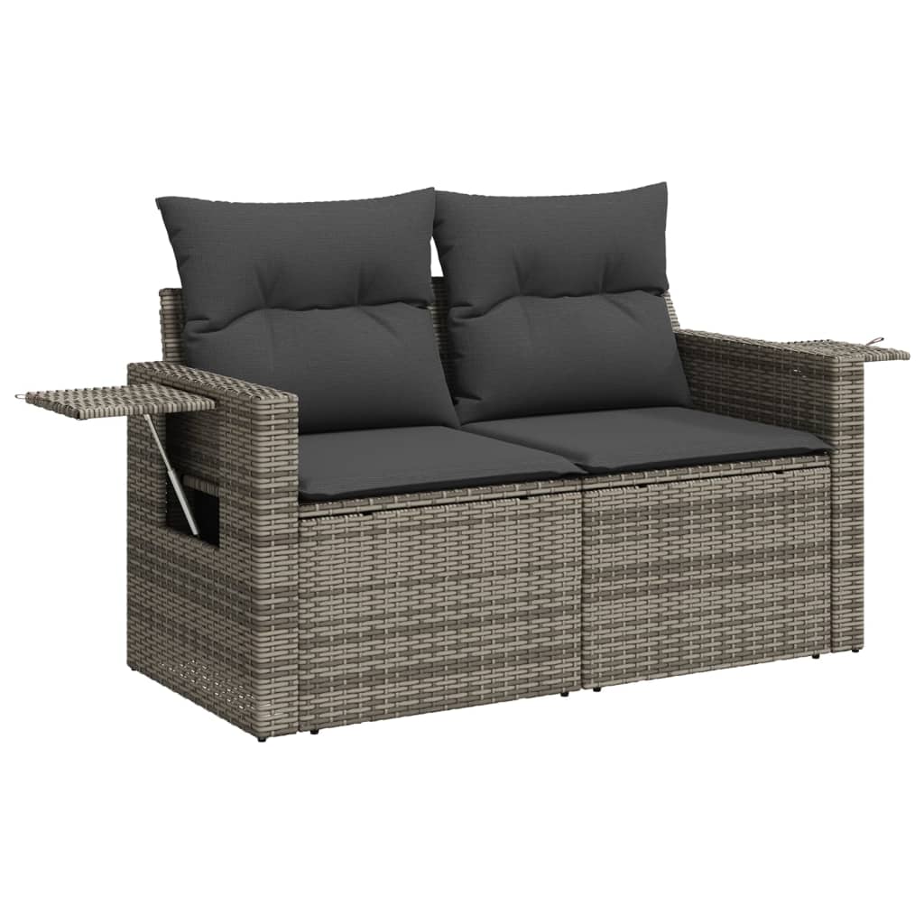Set Divani da Giardino 11 pz con Cuscini in Polyrattan Grigio - immagine 4