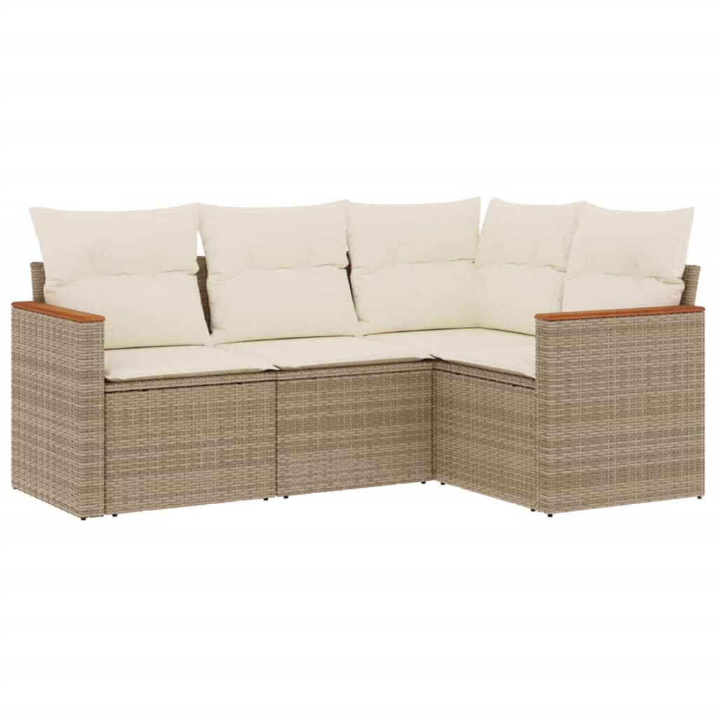 Set Divani da Giardino 4 pz con Cuscini in Polyrattan Grigio - immagine 2