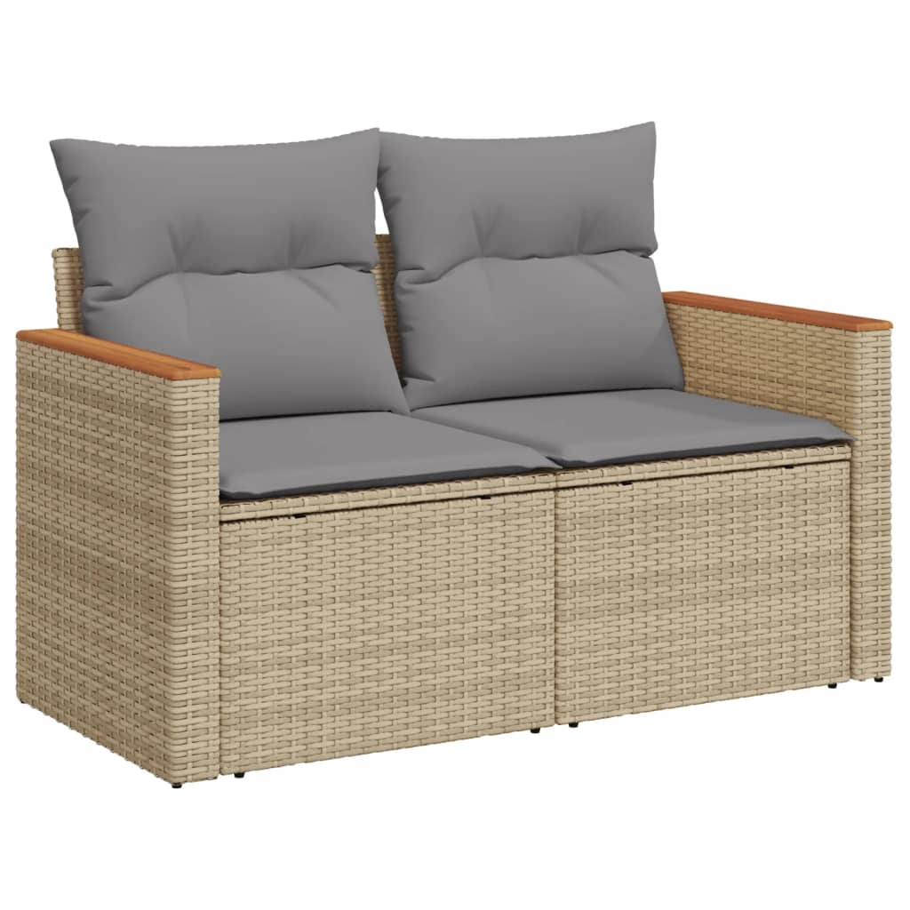Set Divano da Giardino 7 pz con Cuscini Beige Misto Polyrattan - immagine 4