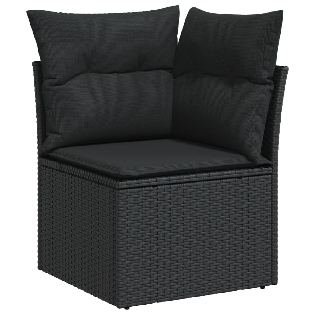Set Divani da Giardino 12 pz con Cuscini Nero in Polyrattan - immagine 4