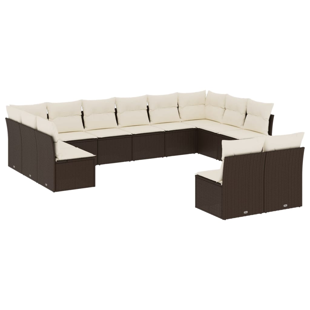 Set Divani da Giardino 12 pz con Cuscini Nero in Polyrattan - immagine 2