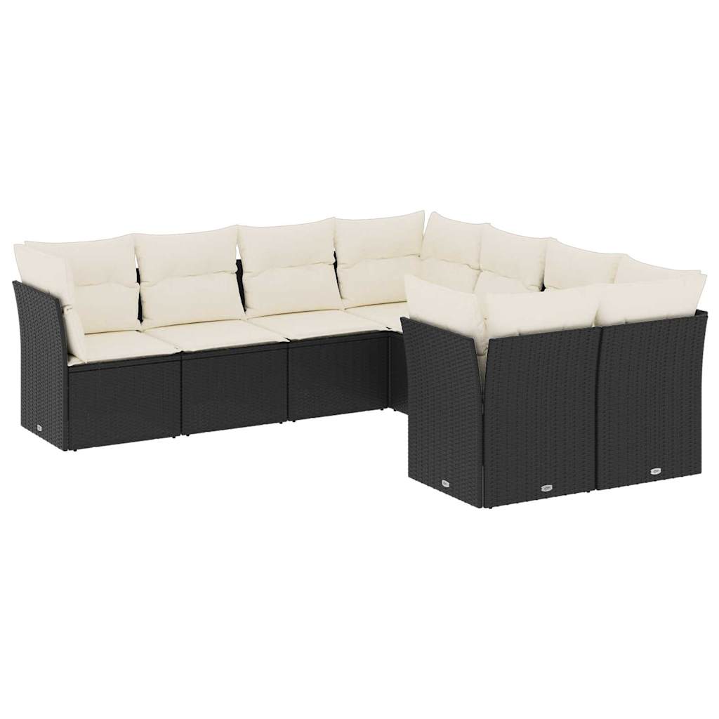 Set Divani da Giardino con Cuscini 8 pz Nero in Polyrattan - immagine 2