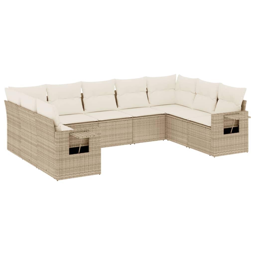 Set Divano da Giardino 9 pz con Cuscini Beige in Polyrattan - immagine 2