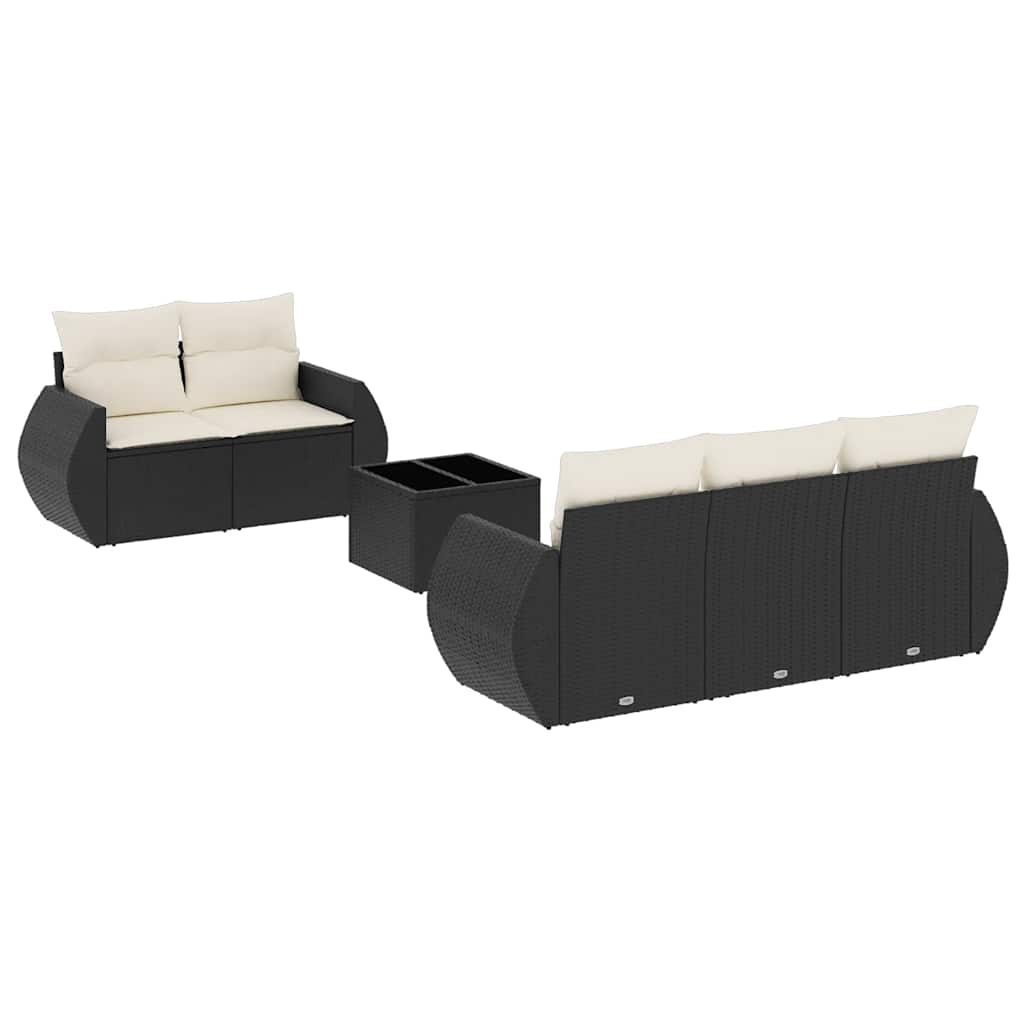Set Divano da Giardino 6 pz con Cuscini Nero in Polyrattan - immagine 2
