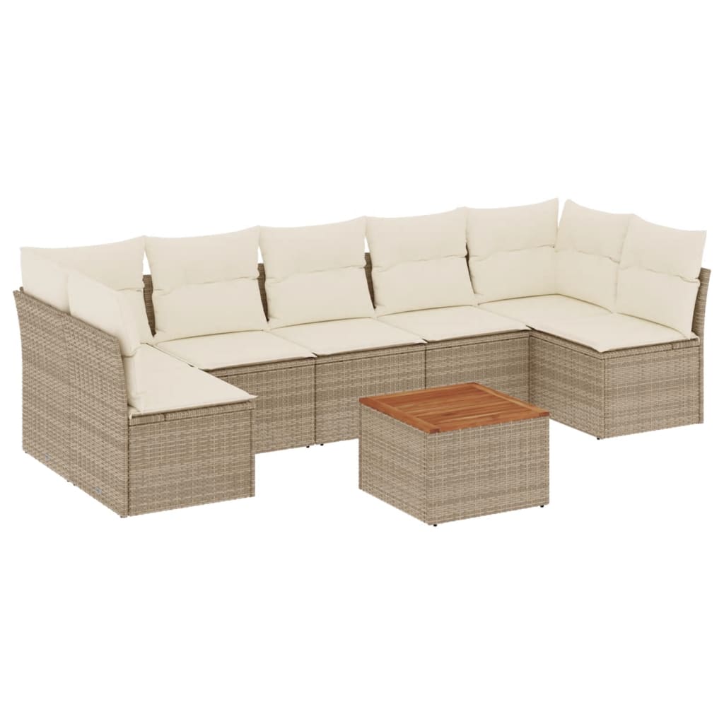 Set Divano da Giardino 8 pz con Cuscini Beige in Polyrattan - immagine 2