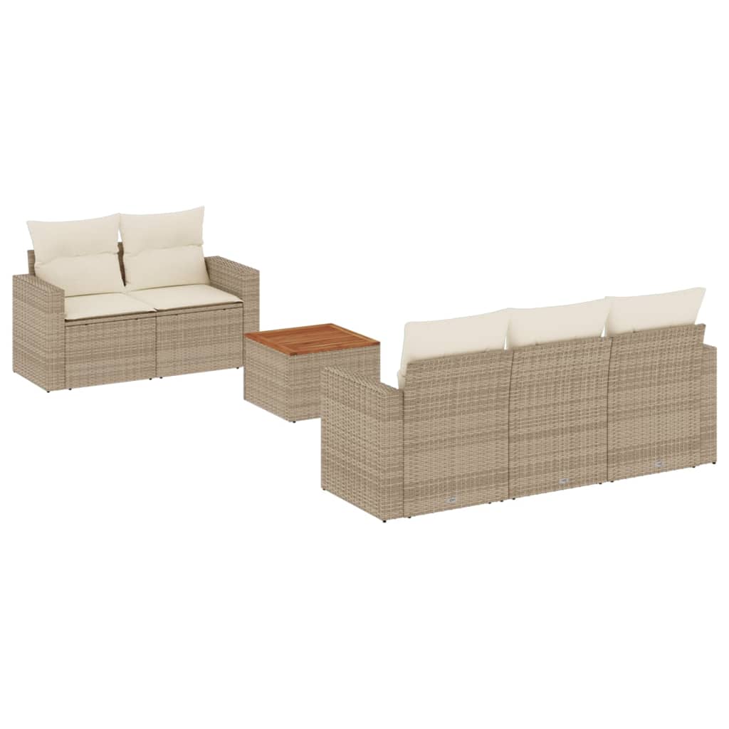 Set Divano da Giardino 6 pz con Cuscini Beige in Polyrattan - immagine 2