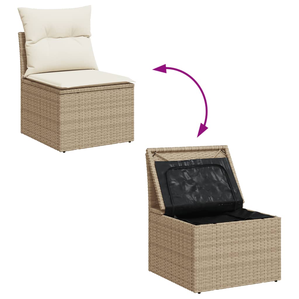 Set Divano da Giardino 5 pz con Cuscini Beige in Polyrattan - immagine 3
