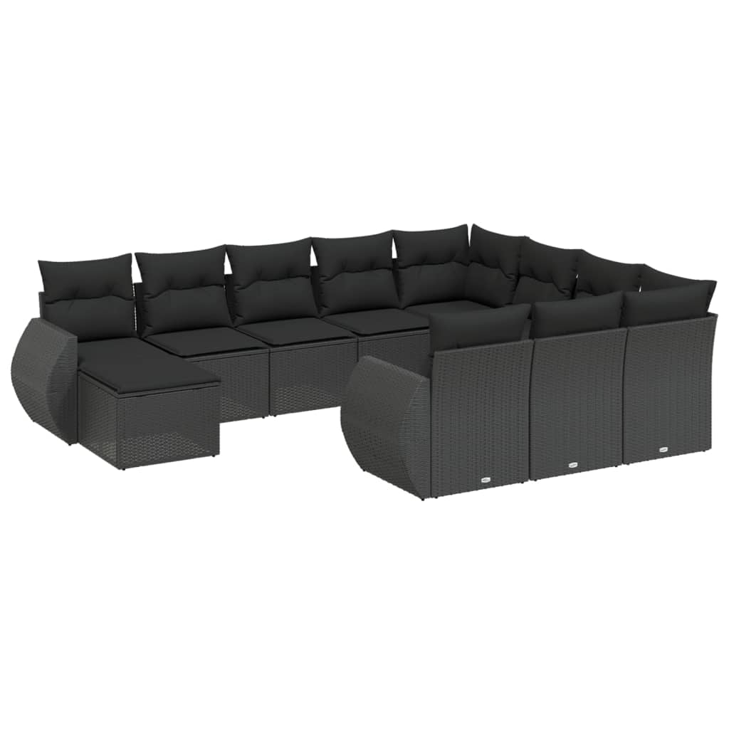 Set Divani da Giardino 11 pz con Cuscini in Polyrattan Grigio - immagine 2