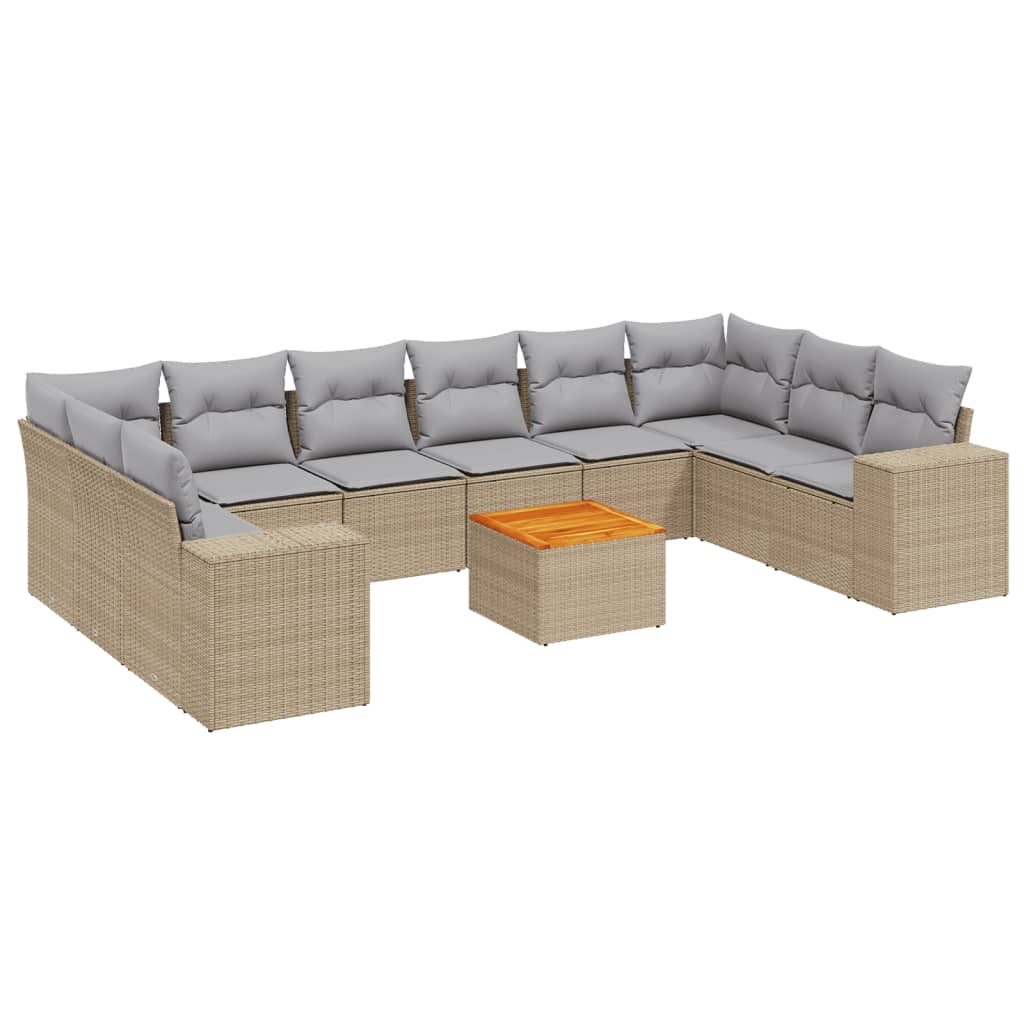 Set Divani da Giardino 11 pz con Cuscini in Polyrattan Nero - immagine 2