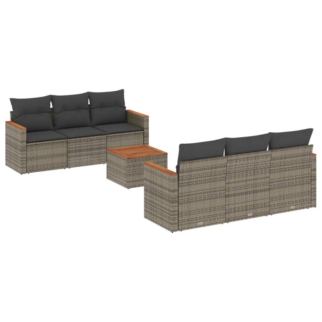 Set Divani da Giardino con Cuscini 7pz Nero Polyrattan - immagine 2