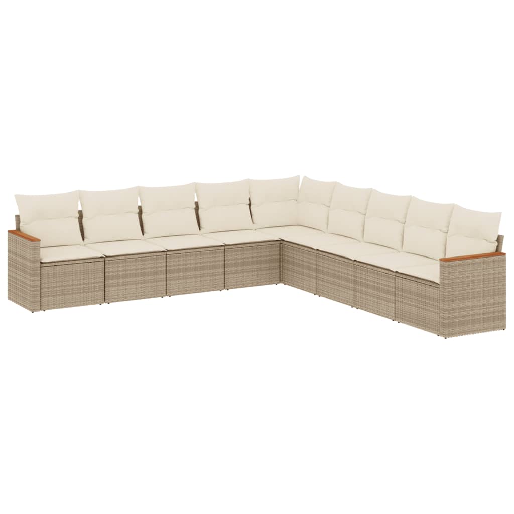 Set Divano da Giardino 9 pz con Cuscini Beige in Polyrattan - immagine 2