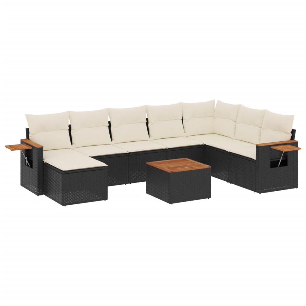 Set Divani da Giardino con Cuscini 8 pz Nero in Polyrattan - immagine 2