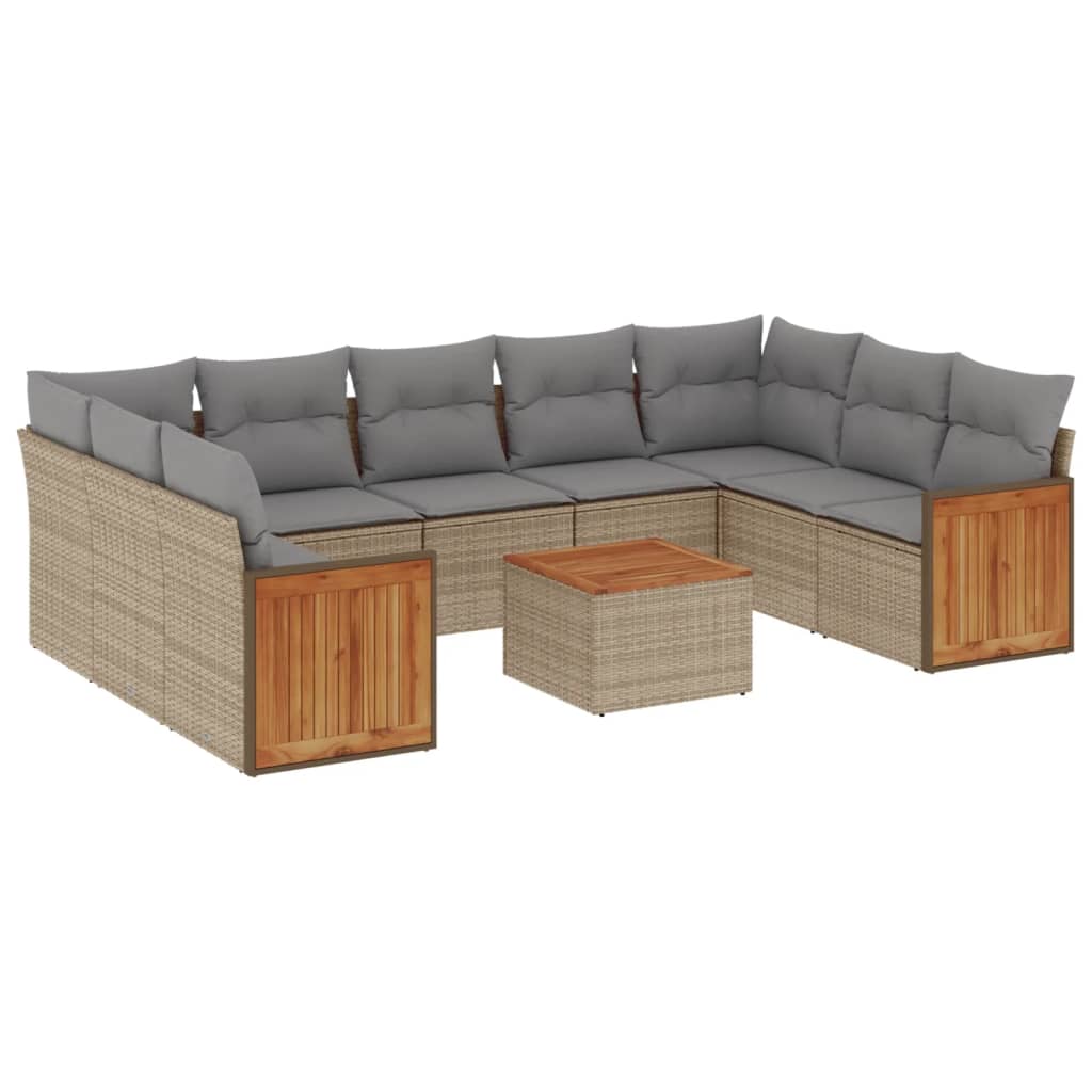 Set Divani da Giardino 9 pz con Cuscini Nero in Polyrattan - immagine 2