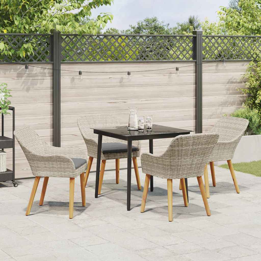 Set da Pranzo per Giardino 5 pcs Grigio chiaro polyrattan - immagine 4