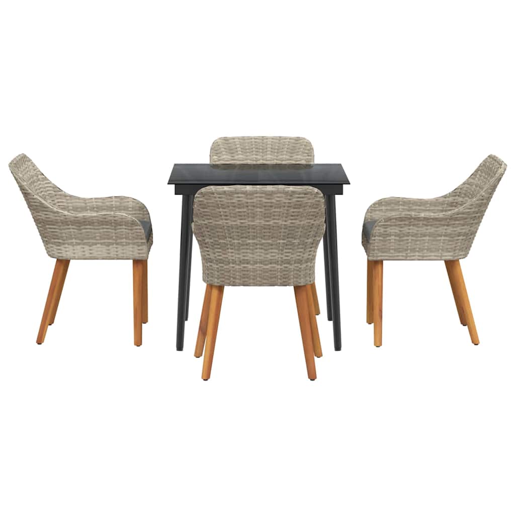 Set da Pranzo per Giardino 5 pcs Grigio chiaro polyrattan - immagine 7