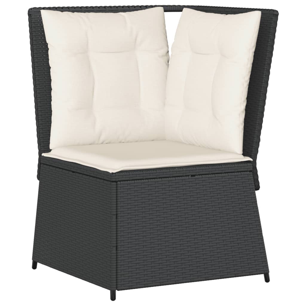 Set Divani da Giardino 4 pz con Cuscini Nero in Polyrattan - immagine 4