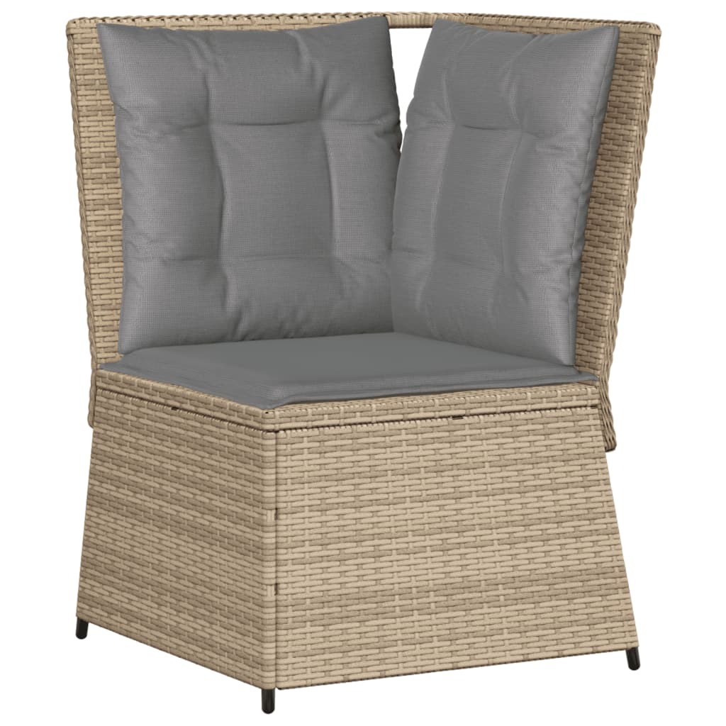 Set Divani da Giardino 5 pz con Cuscini in Polyrattan Beige - immagine 4
