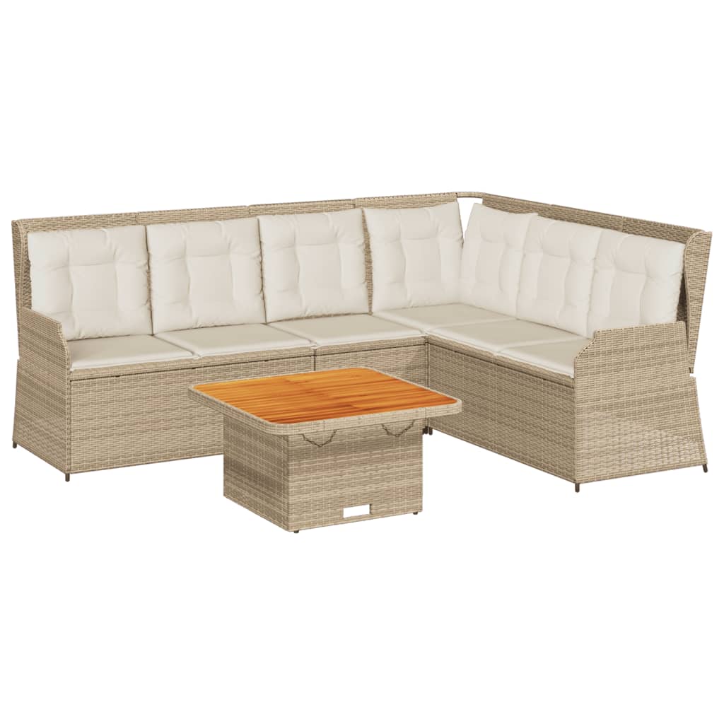Set Divani da Giardino 5 pz con Cuscini in Polyrattan Beige - immagine 2