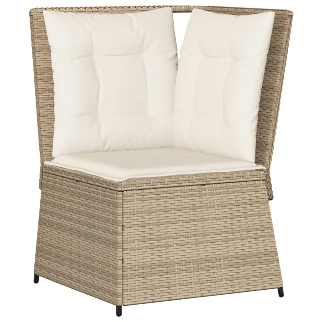 Set Divani da Giardino 5 pz con Cuscini in Polyrattan Beige - immagine 4