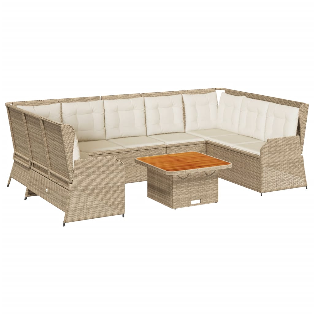 Set Divani da Giardino 7 pz con Cuscini in Polyrattan Beige - immagine 2
