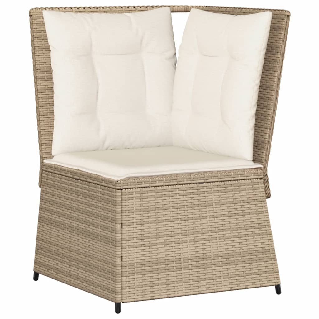 Set Divani da Giardino 7 pz con Cuscini in Polyrattan Beige - immagine 5