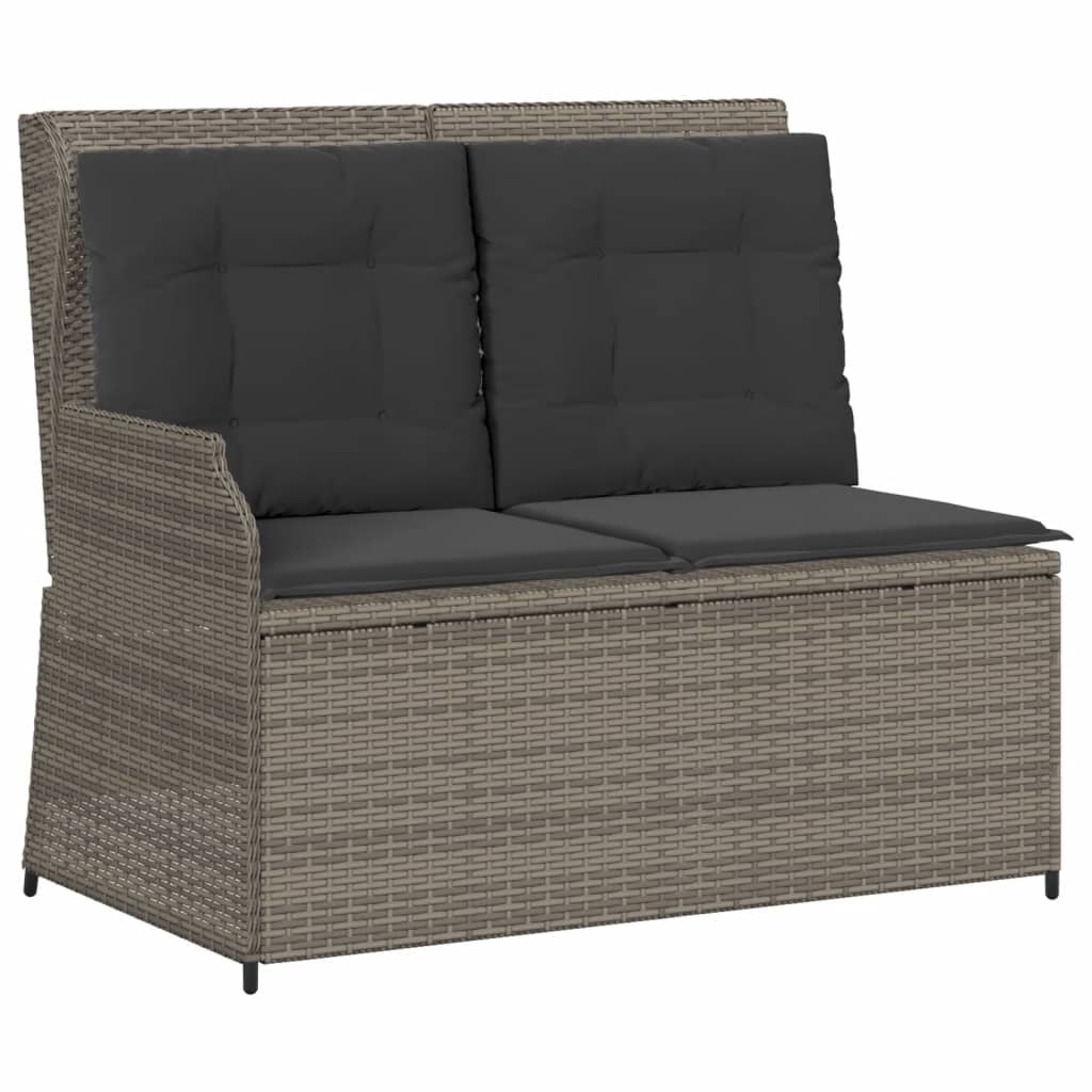 Set Divani da Giardino 7 pz con Cuscini in Polyrattan Grigio - immagine 3