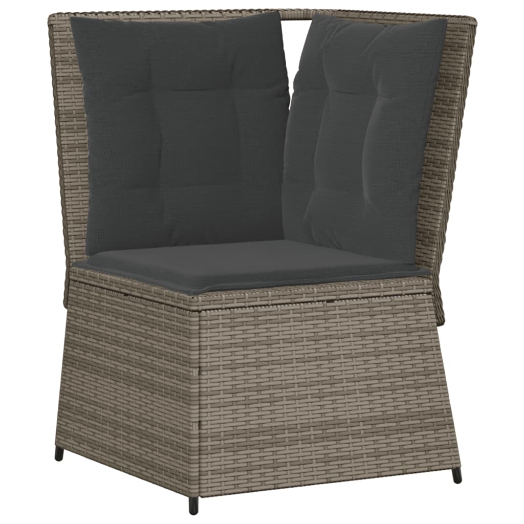 Set Divani da Giardino 7 pz con Cuscini in Polyrattan Grigio - immagine 5