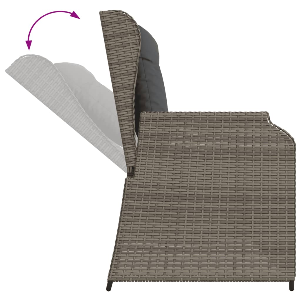 Set Divani da Giardino 7 pz con Cuscini in Polyrattan Grigio - immagine 8
