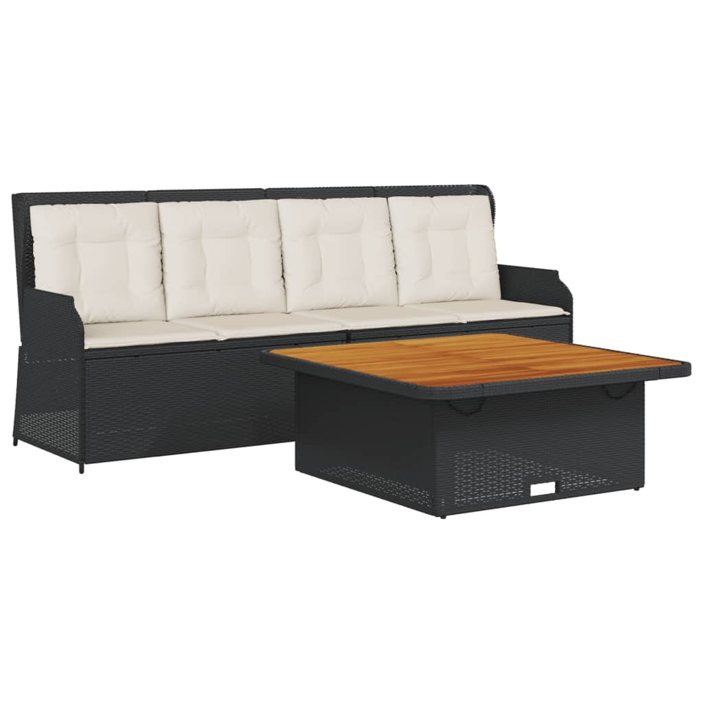 Set Divani da Giardino 3 pz con Cuscini in Polyrattan Nero - immagine 2