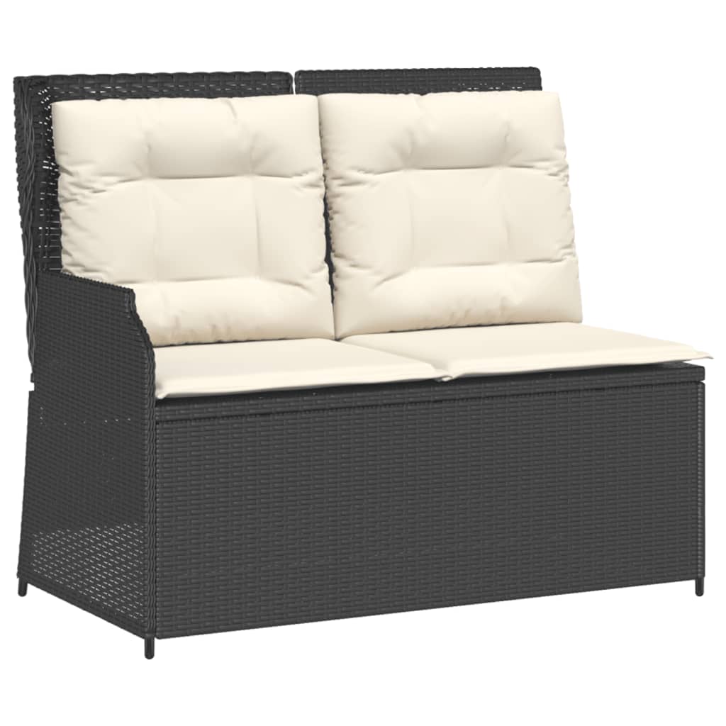 Set Divani da Giardino 3 pz con Cuscini in Polyrattan Nero - immagine 3