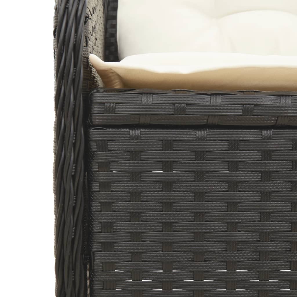 Set Divani da Giardino 3 pz con Cuscini in Polyrattan Nero - immagine 7