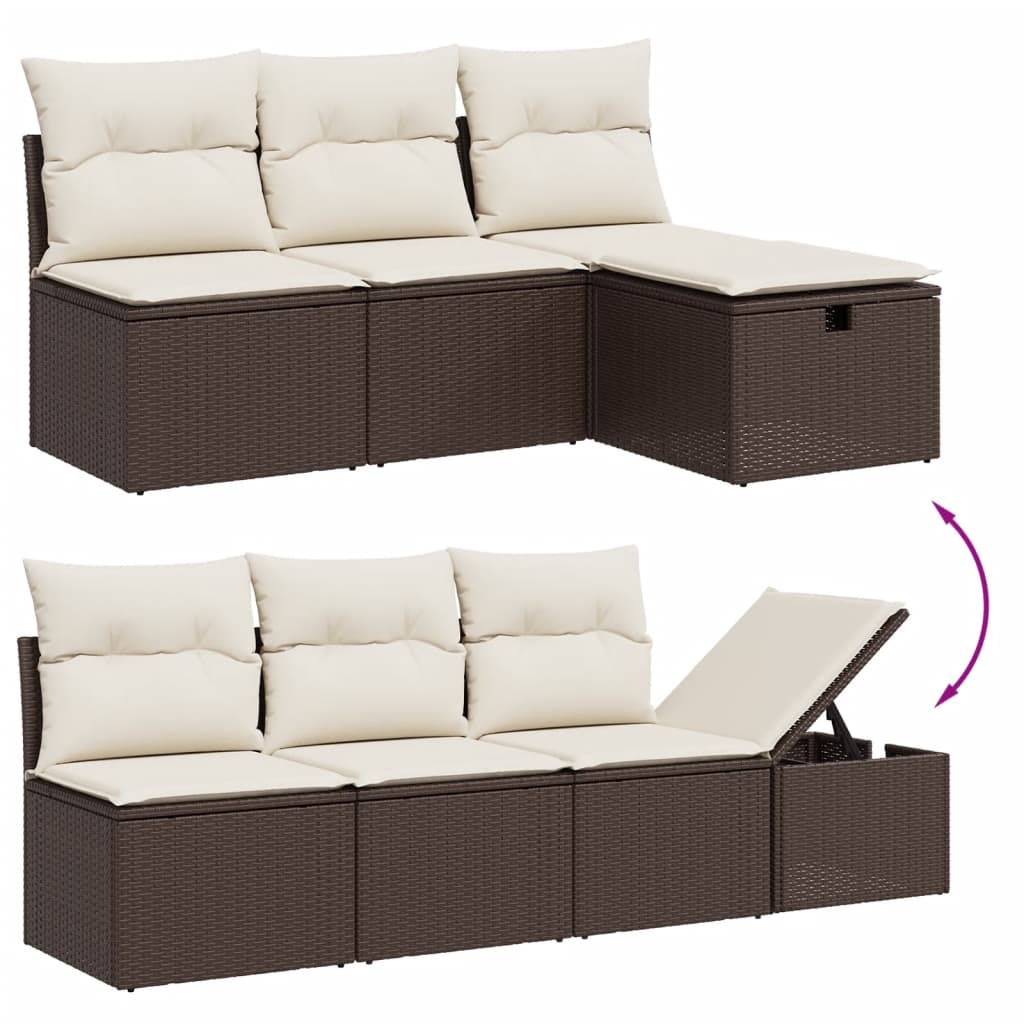 Set Divano da Giardino 7 pz con Cuscini Beige Misto Polyrattan - immagine 3