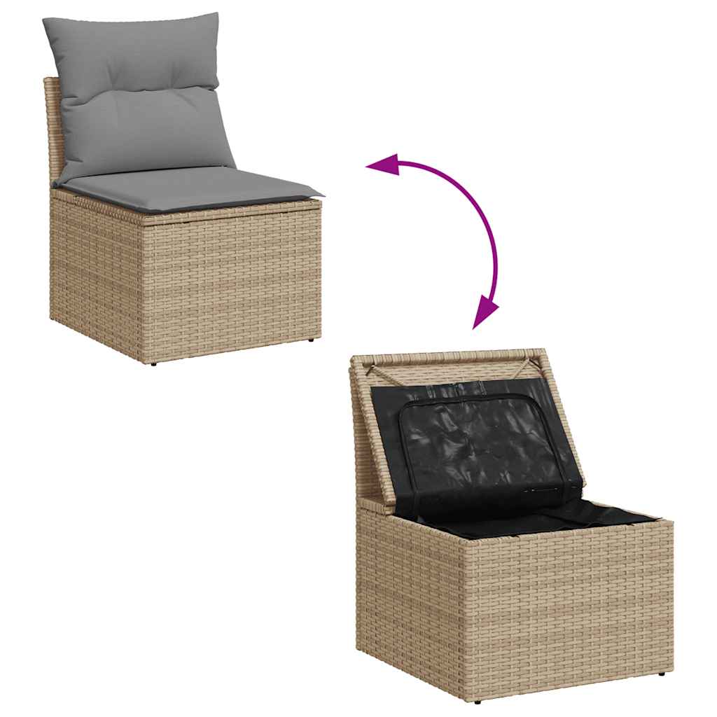 Set Divani da Giardino 11 pz con Cuscini in Polyrattan Nero - immagine 6