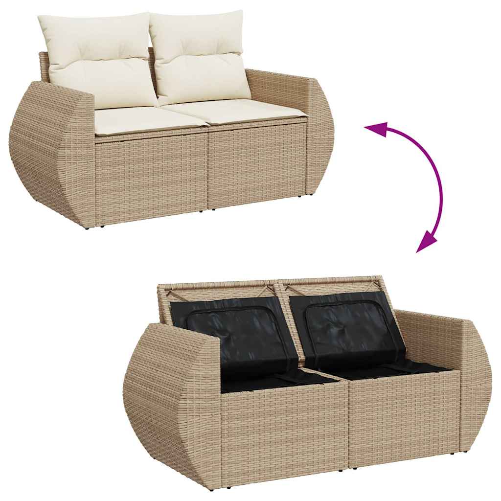 Set Divano da Giardino 6 pz con Cuscini Beige in Polyrattan - immagine 6