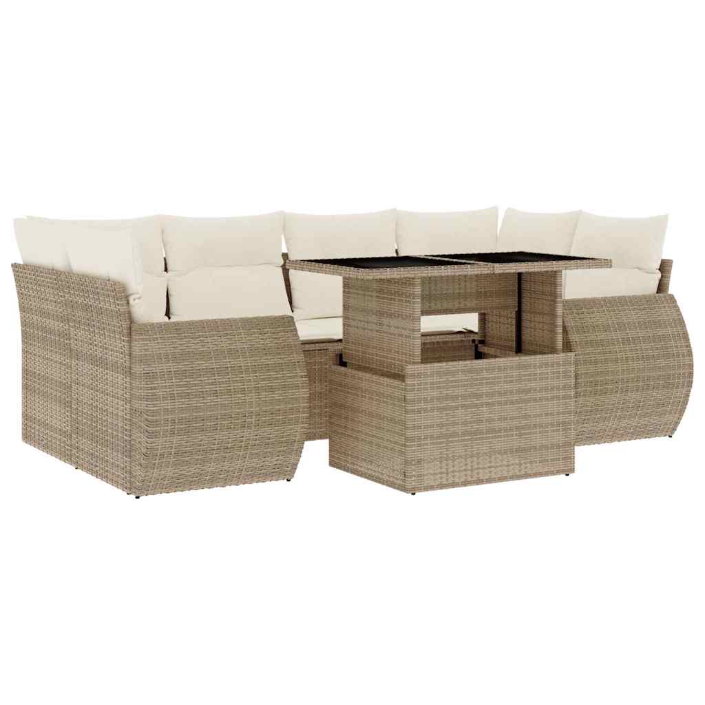 Set Divani da Giardino con Cuscini 7pz Nero Polyrattan - immagine 2