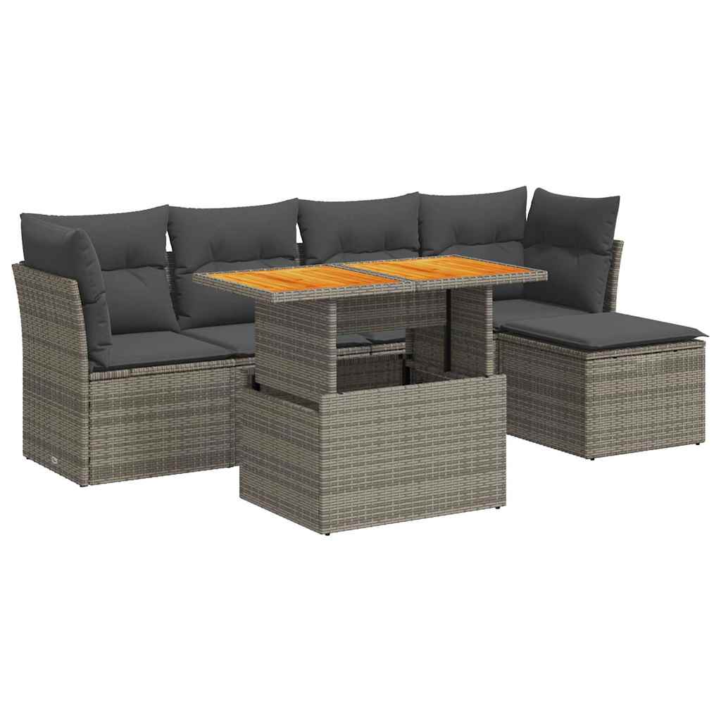 Set Divano da Giardino 6 pz con Cuscini Beige in Polyrattan - immagine 2