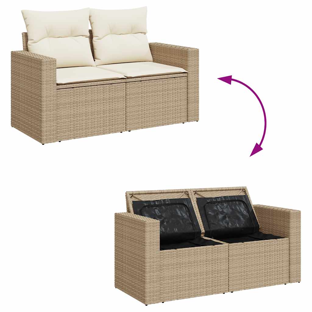 Set Divani da Giardino 7 pz con Cuscini Beige in Polyrattan - immagine 5