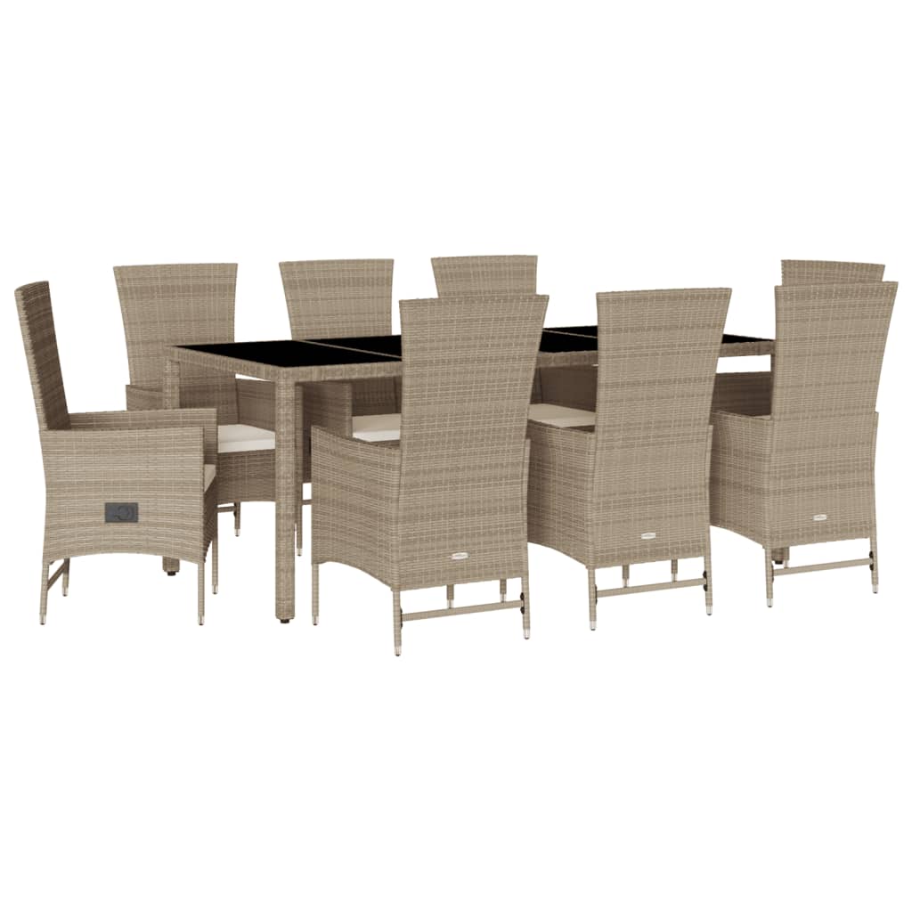 Set da Pranzo da Giardino 5 pz con Cuscini Beige in Polyrattan - immagine 2