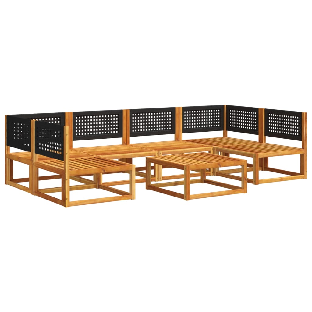 Set di divani da giardino 3 pezzi con cuscini in legno di acacia e rattan - immagine 3