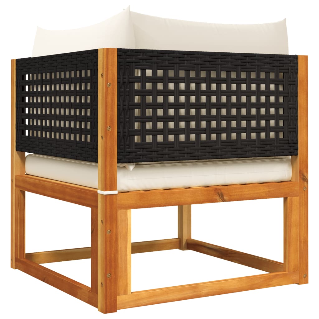 Set di divani da giardino 3 pezzi con cuscini in legno di acacia e rattan - immagine 6