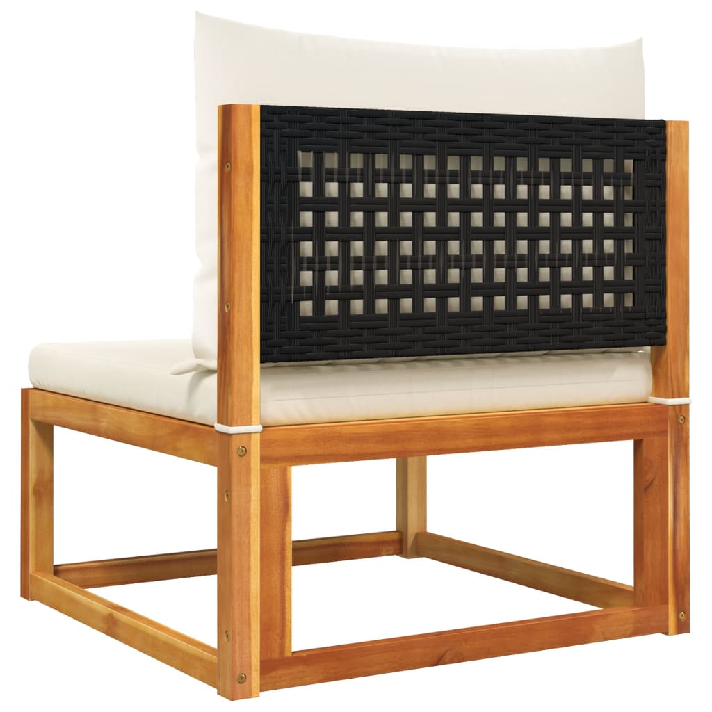 Set di divani da giardino 3 pezzi con cuscini in legno di acacia e rattan - immagine 7